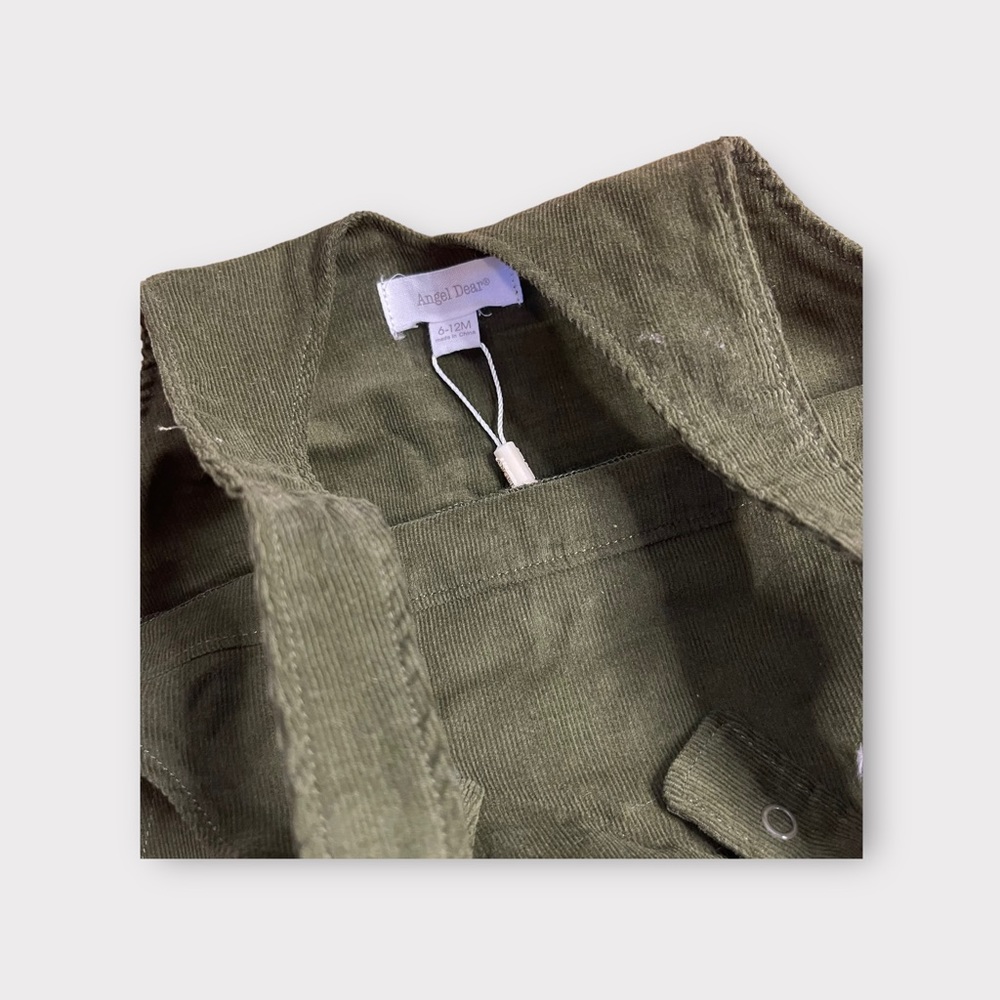 Angel Dear Dark Green Corduroy Pocket Romper - Picture 9 of 9